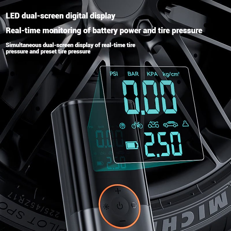 Kompakt Luftkompressor 150 PSI – Digital LCD, USB-laddning, LED-lampa & Automatisk Avstängning