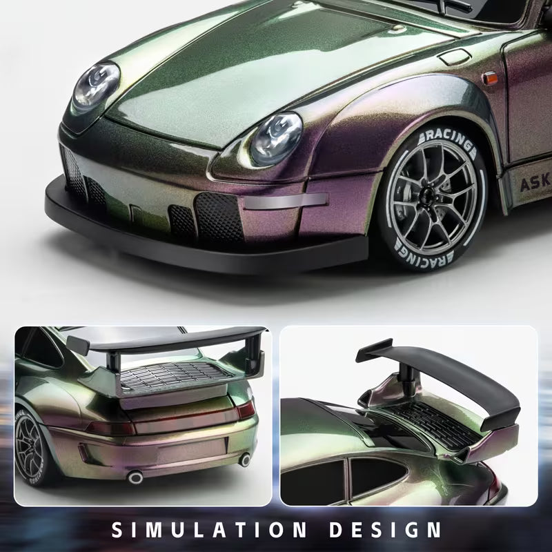 1:24 RC Driftbil 4WD 2.4GHz – LED-ljus, Extra Däck & Vägspärrar, Perfekt Gåva för Pojkar & Flickor