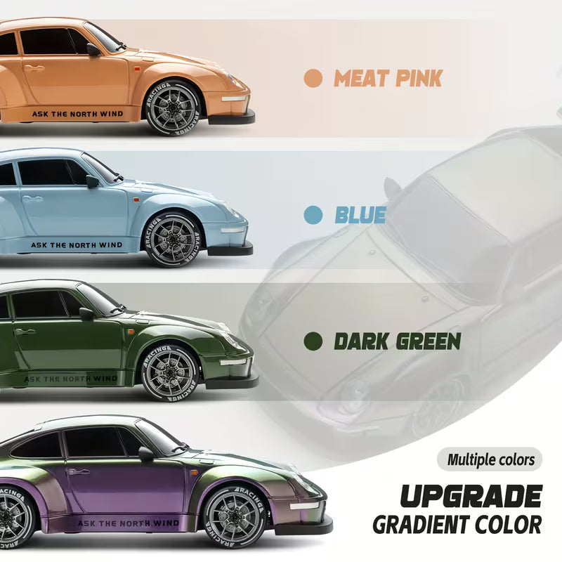 1:24 RC Driftbil 4WD 2.4GHz – LED-ljus, Extra Däck & Vägspärrar, Perfekt Gåva för Pojkar & Flickor