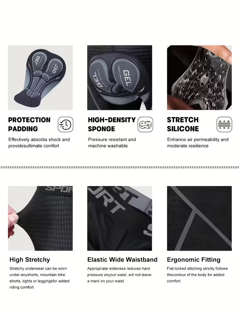 Ergonomiska Cykelshorts med Stötdämpande Gelkudde – Max Komfort & Effektivare Cykling, Andningsbart Material & Perfekt Passform