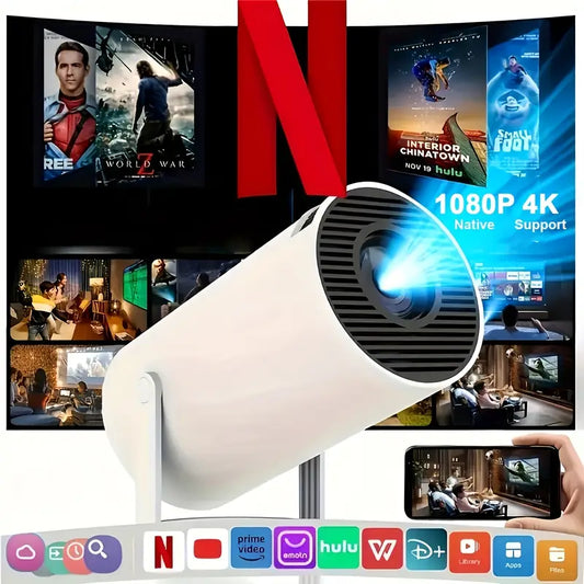 Smart 4K Projektor med WiFi & Bluetooth – Biokänsla upp till 130 tum
