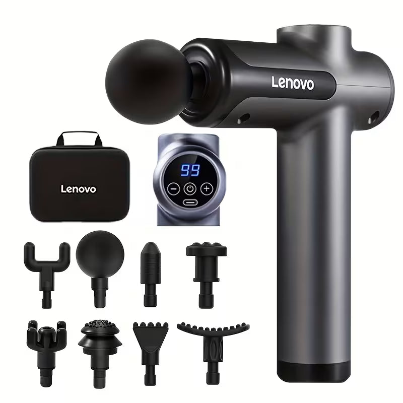 Lenovo Massagepistol Pro – Kraftfull & Tyst Muskelmassage, 6 Hastigheter, Upp till 8h Batteritid, Djupgående Återhämtning för Hela Kroppen