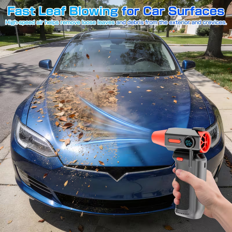 Turbo Sladdlös Blåsare 9000000RPH – Snö-, Löv- & Dammblås, Typ-C, 3 Växlar, Portabel & Kraftfull för Bil, Dator & Camping